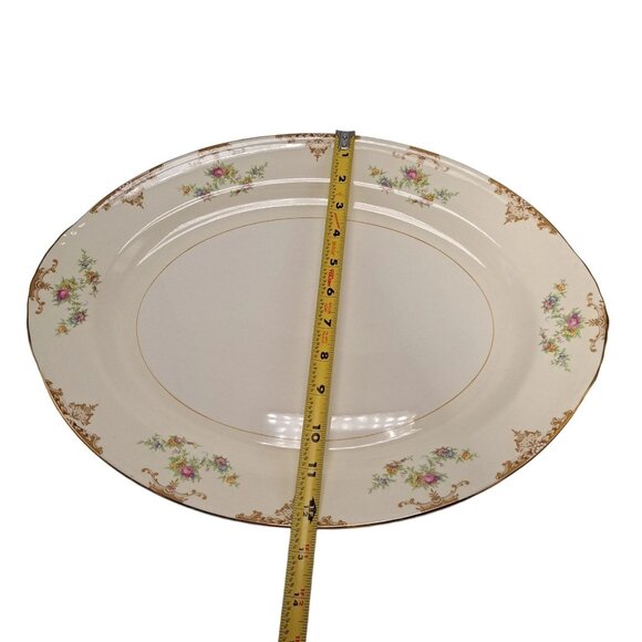 Homer Laughlin Eggshell Nautilus Large Floral Porcelain Platter 16 inch long - Picture 4 of 15